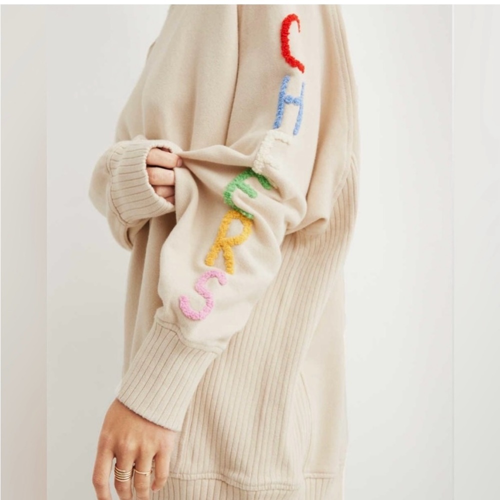 Aerie Down To Earth Embroidered Cheers Rainbow Sweatshirt - Picture 3 of 8